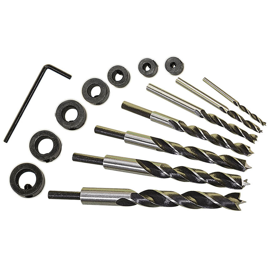 Brad Point Bits and Stop Collars - 14 Piece Set