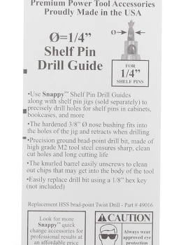 Shelf Pin Drill Guide - 1/4 inch | Snappy 46016