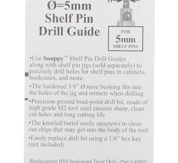 Shelf Pin Drill Guide - 5 mm | Snappy 46005