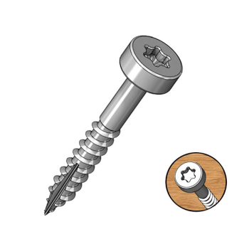 Milescraft 5201 1 inch Coarse T20 Star Drive Pocket Hole Screws for 1/2 inch Plywood or Softwood - 100 ct